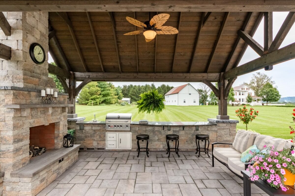 Outdoor Kitchen Pavilion Outdoor kitchen pavilion by Waterloo Structure serving southeastern PA